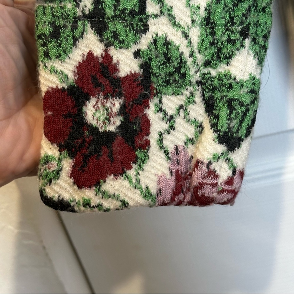 Aldo Martins Barcelona Floral Intarsia Knit Cardigan Wool Blend Size S/M - Picture 6 of 13